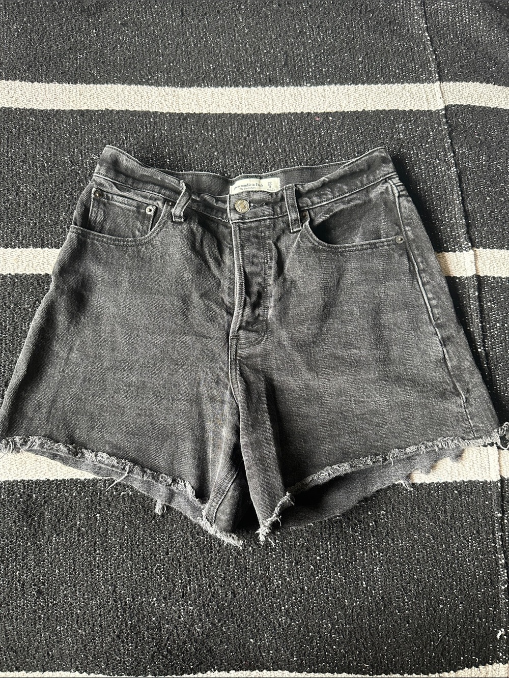Abercrombie & Fitch Black High-Rise Denim Shorts